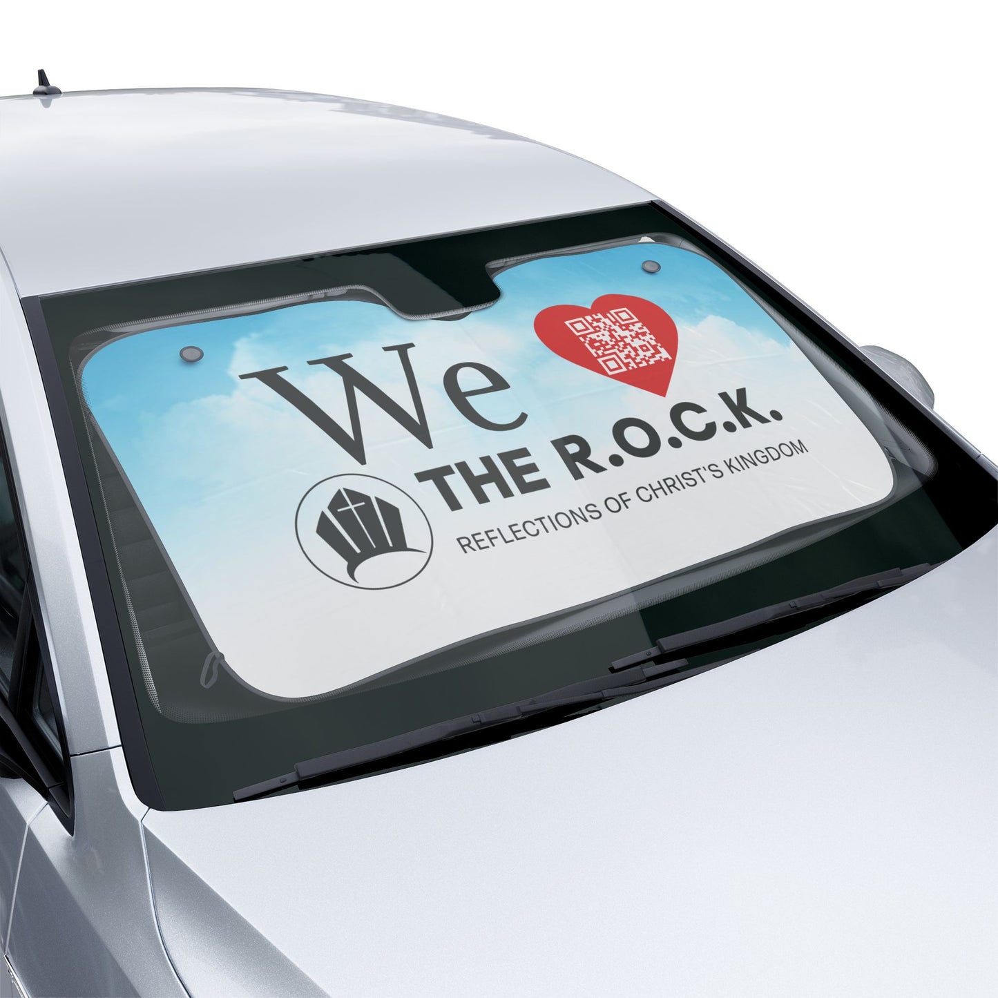 We Love The R.O.C.K. | Church Windshield Sunshade